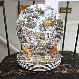 Vintage Myott "The Hunter" 10-Inch Dinner Plates | Set of 6 | Made in England